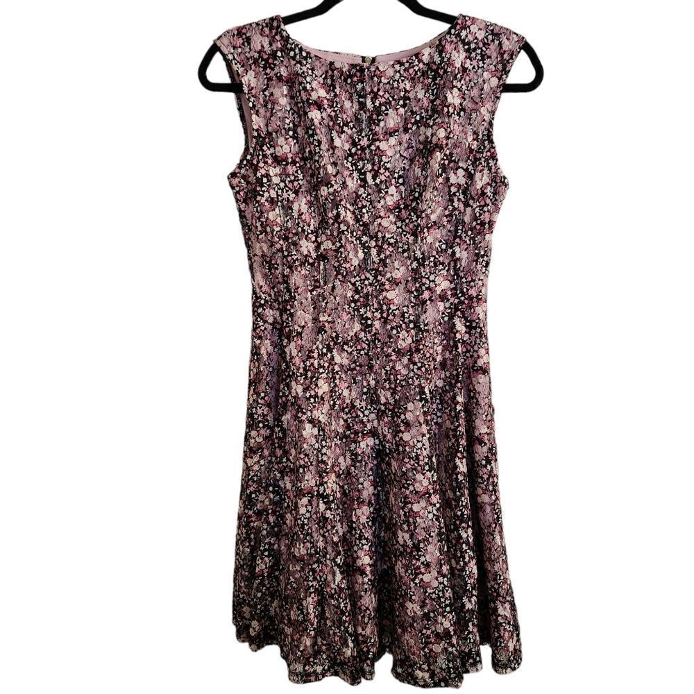 Danny & Nicole Floral Lace Overlay Sleeveless Fit and Flare Swing Dress 4P